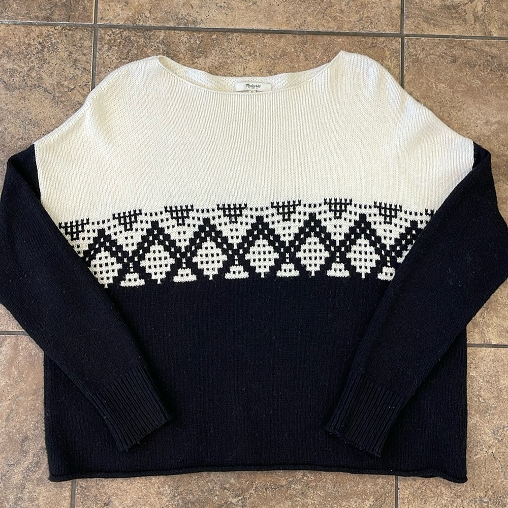 Madewell Contrast Fair Isle Pullover Sweater